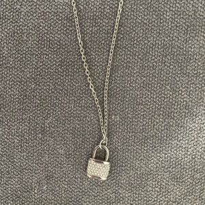 Michael Kors silver pave padlock necklace